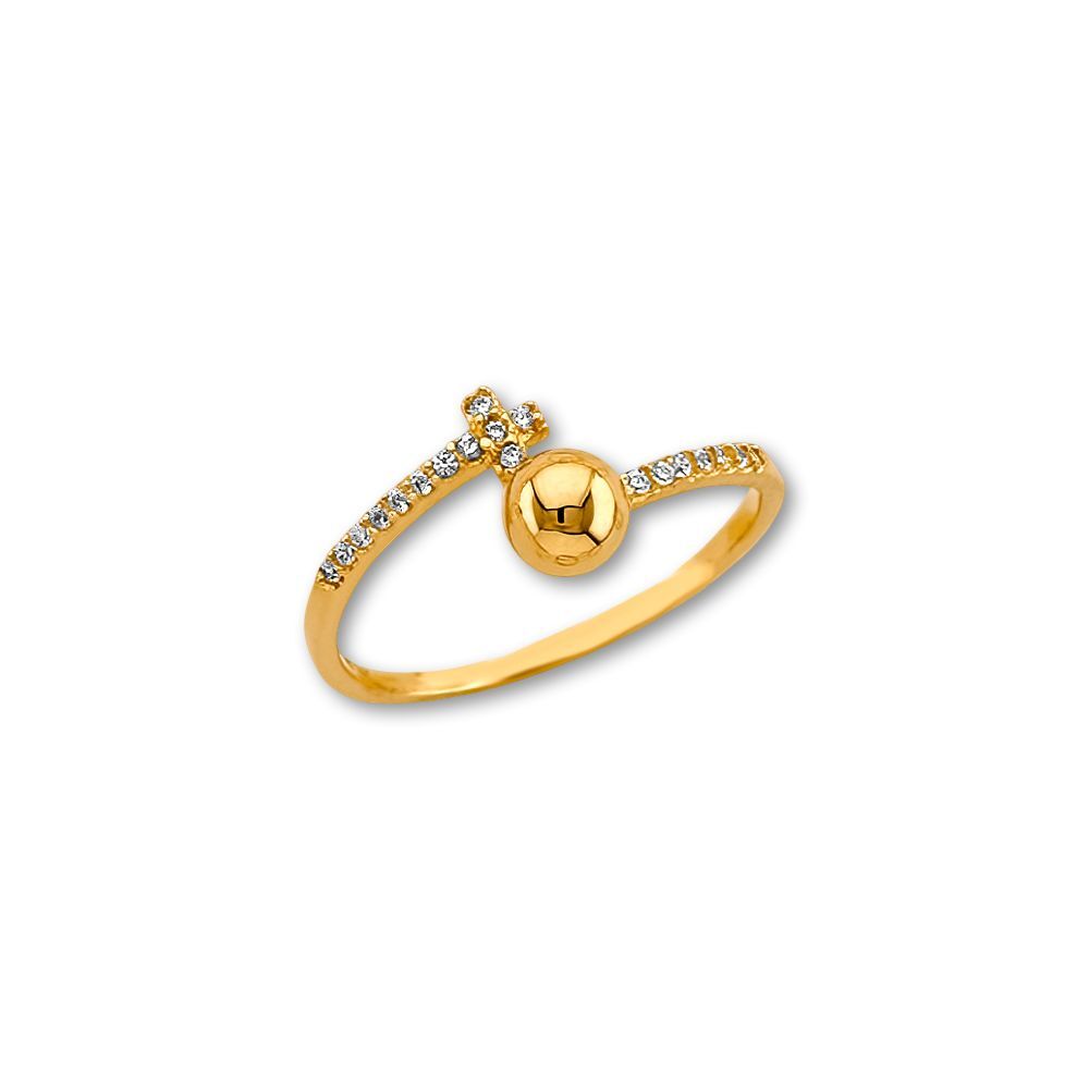 14K Fancy CZ Ring Solid Yellow Gold Cubic Zirconia Jewelry